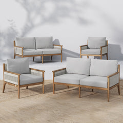 Outdoor 4 Piece Wood Patio Set Loveseats and Chairs
