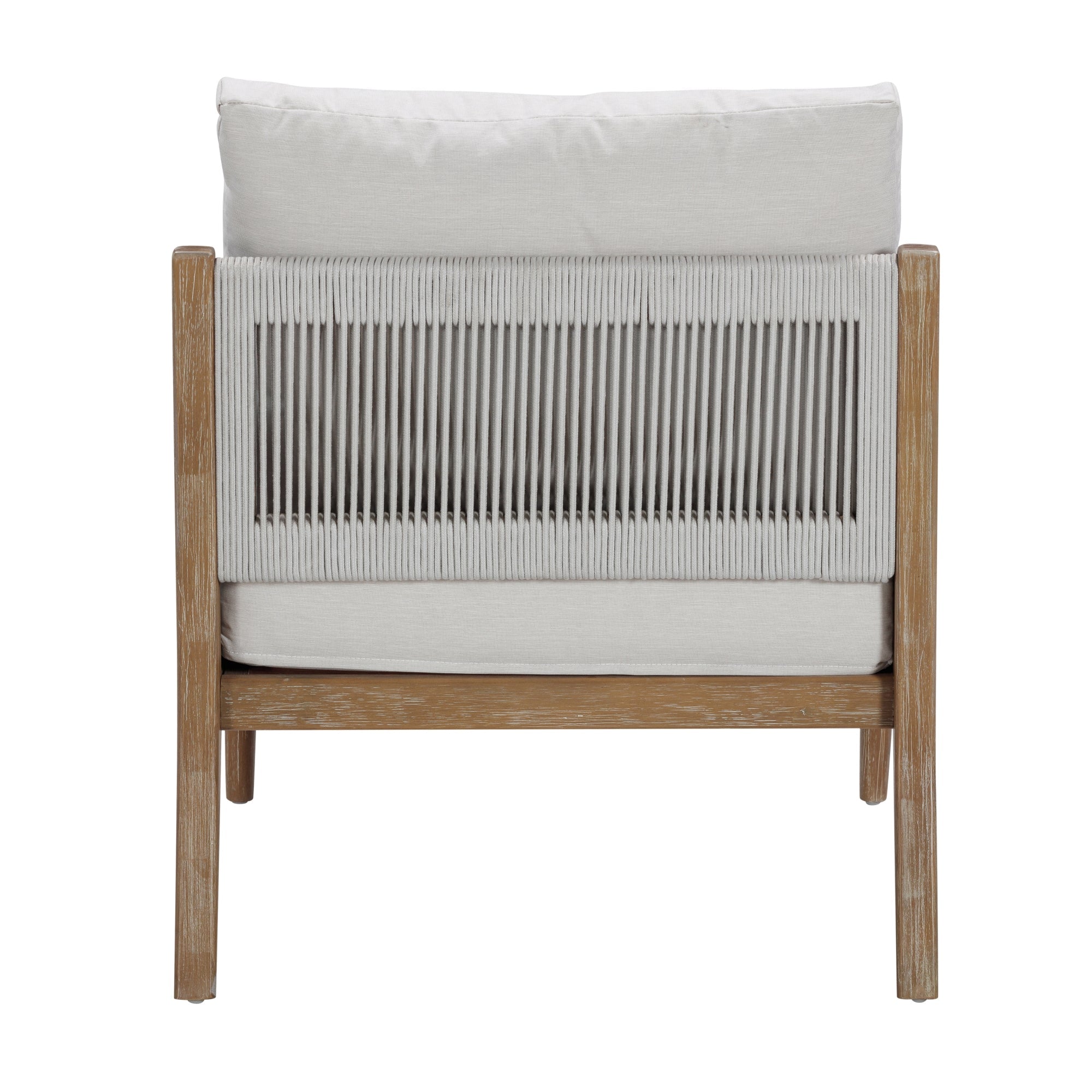 Outdoor Wood & Rope Patio Arm Chair Light Gray