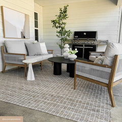 Outdoor Wood & Rope Patio Arm Chairs Light Gray (Set of 2)