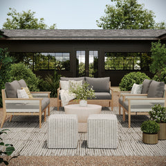 Outdoor 4 Piece Wood Patio Set Loveseats and Chairs
