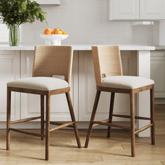 Seagrass Rope Back Counter Bar Stool Medium Brown (Set of 2)