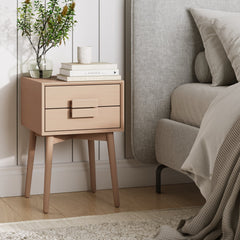 Mid-Century Wood Handle Nightstand Raw Oak