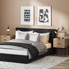 Wood & Rattan Nightstands Light Oak (Set of 2)