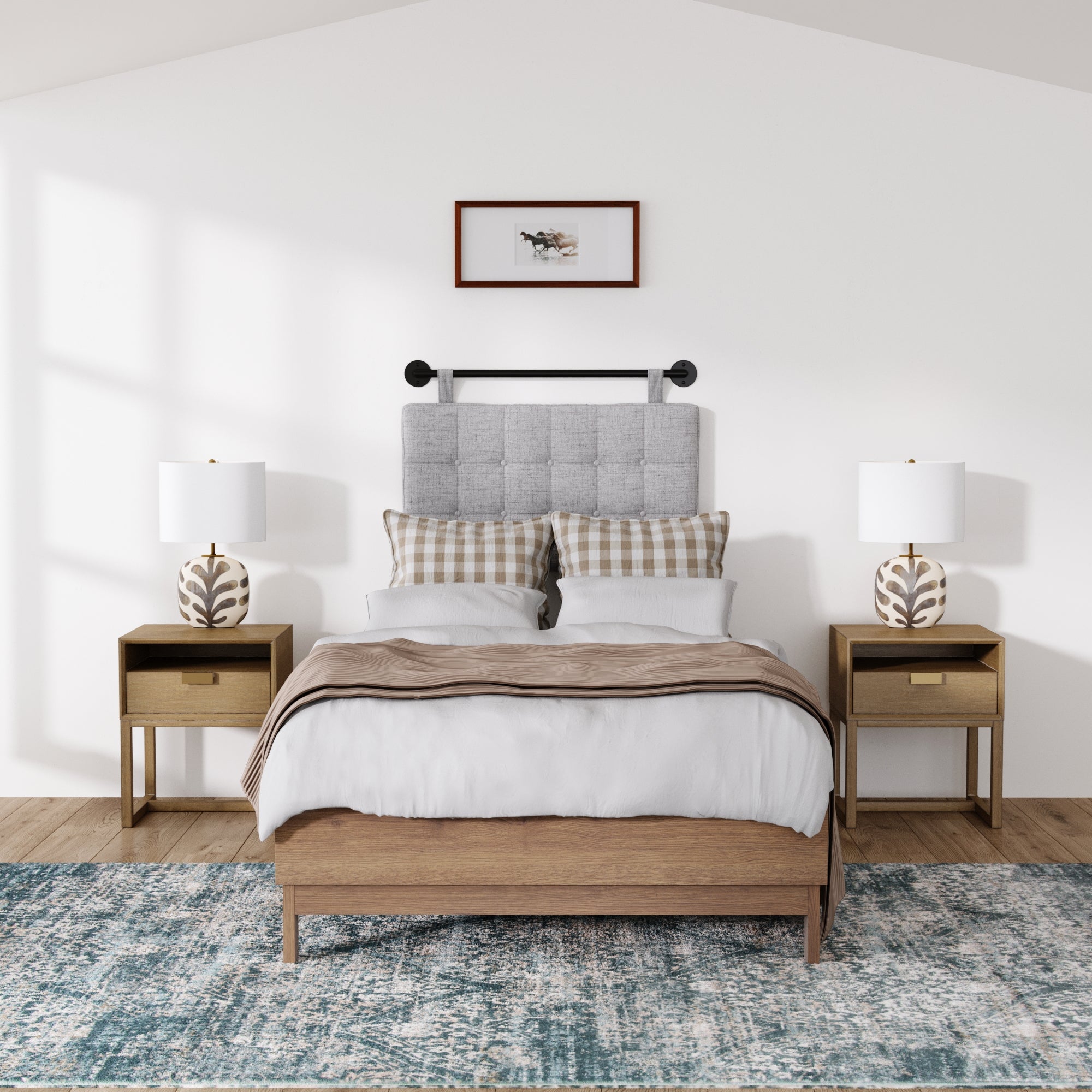 Wood Modern Farmhouse Nightstands (Set of 2)