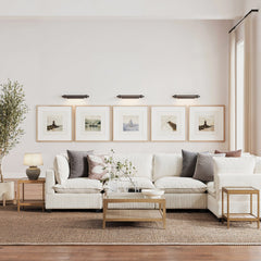 Glass 3-Piece Coffee Table Living Room Set with Rattan Shelf