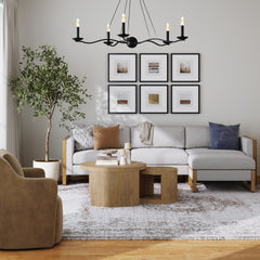 Round Wood Nesting Coffee Table Set Light Brown