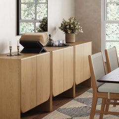 Rounded Wood Accent Cabinet or TV Stand Raw Oak (Set of 3)