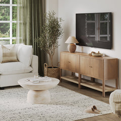 Grooved Door TV Stand or Storage Cabinet Light Brown (Set of 2)