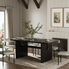 Wood Modern Farmhouse Dining Table Black Oak