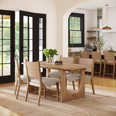 Boho Dining Table Set for 4 with Seagrass Chairs