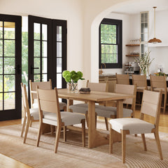 Boho Dining Table Set for 6 with Seagrass Chairs