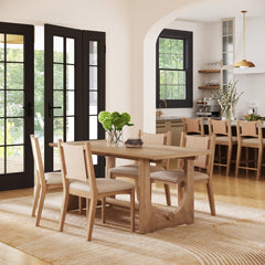 Bohemian Dining Table Set with Upholstered Chairs for 4