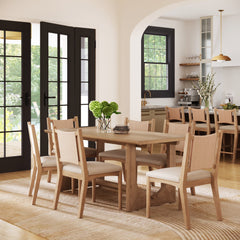 Bohemian Dining Table Set with Upholstered Chairs for 6