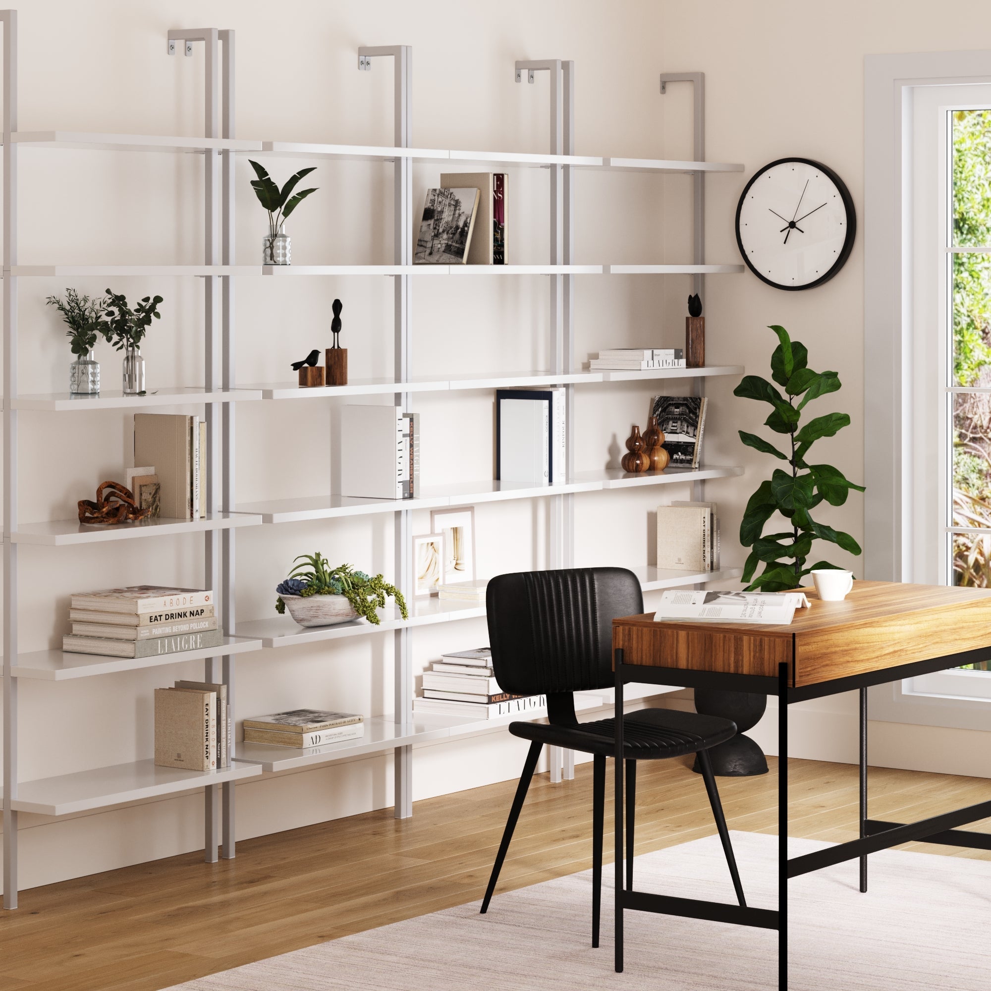 6-Shelf Ladder Bookshelf White (Set of 4)