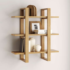 Solid Wood Adjustable Wall Shelf Warm Pine