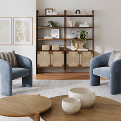 Seagrass Wall Bookshelves with Doors Dark Brown (Set of 2)
