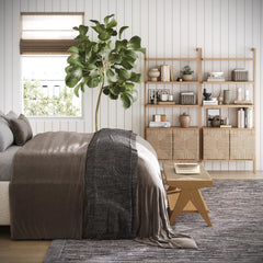 Seagrass Wall Bookshelf with Doors Raw Oak