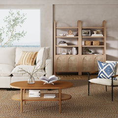 Boho Seagrass Arched Bookshelf Raw Oak (Set of 2)