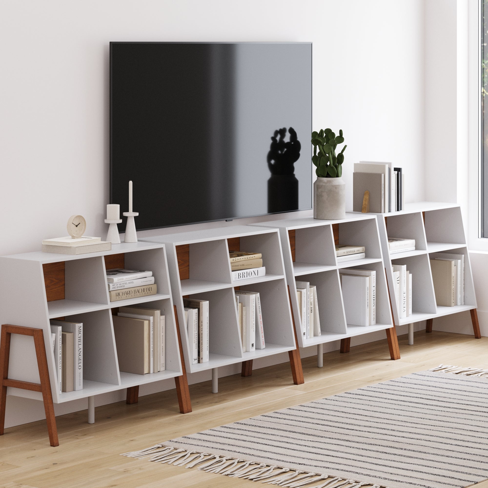 Large Mid-Century Credenza Open Storage Unit (Set of 4)