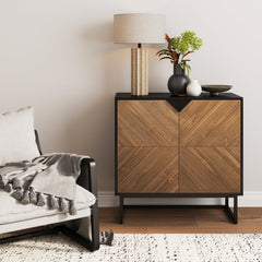 Wood 2-Door Storage Cabinet Brushed Fir