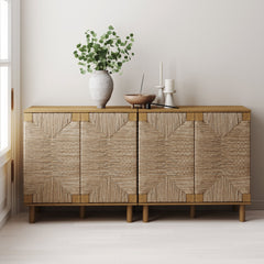 Seagrass TV Console Credenza Brown (Set of 2)
