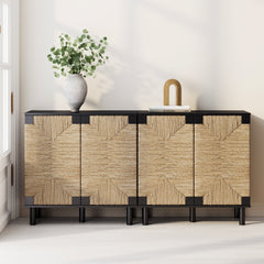 Seagrass TV Console Credenza Black (Set of 2)