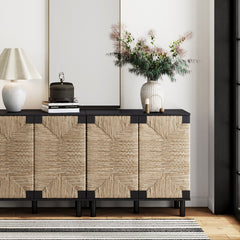 Seagrass TV Console Credenza Black (Set of 2)