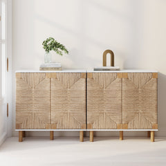 Seagrass TV Console Credenza White (Set of 2)