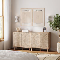 Seagrass TV Console Credenza Raw Oak (Set of 2)