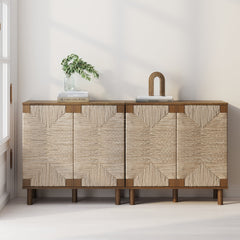Seagrass TV Console Credenza Dark Brown (Set of 2)