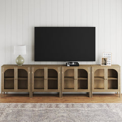 Large Glass Credenza Console Table Brown (Set of 4)