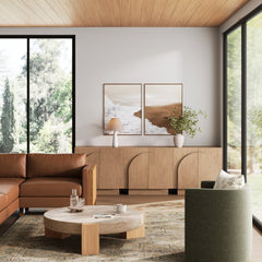 Arched TV Console Credenza Oak (Set of 3)