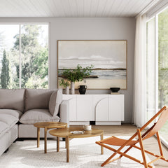 Wood Mid-Century Arched Storage Cabinet White