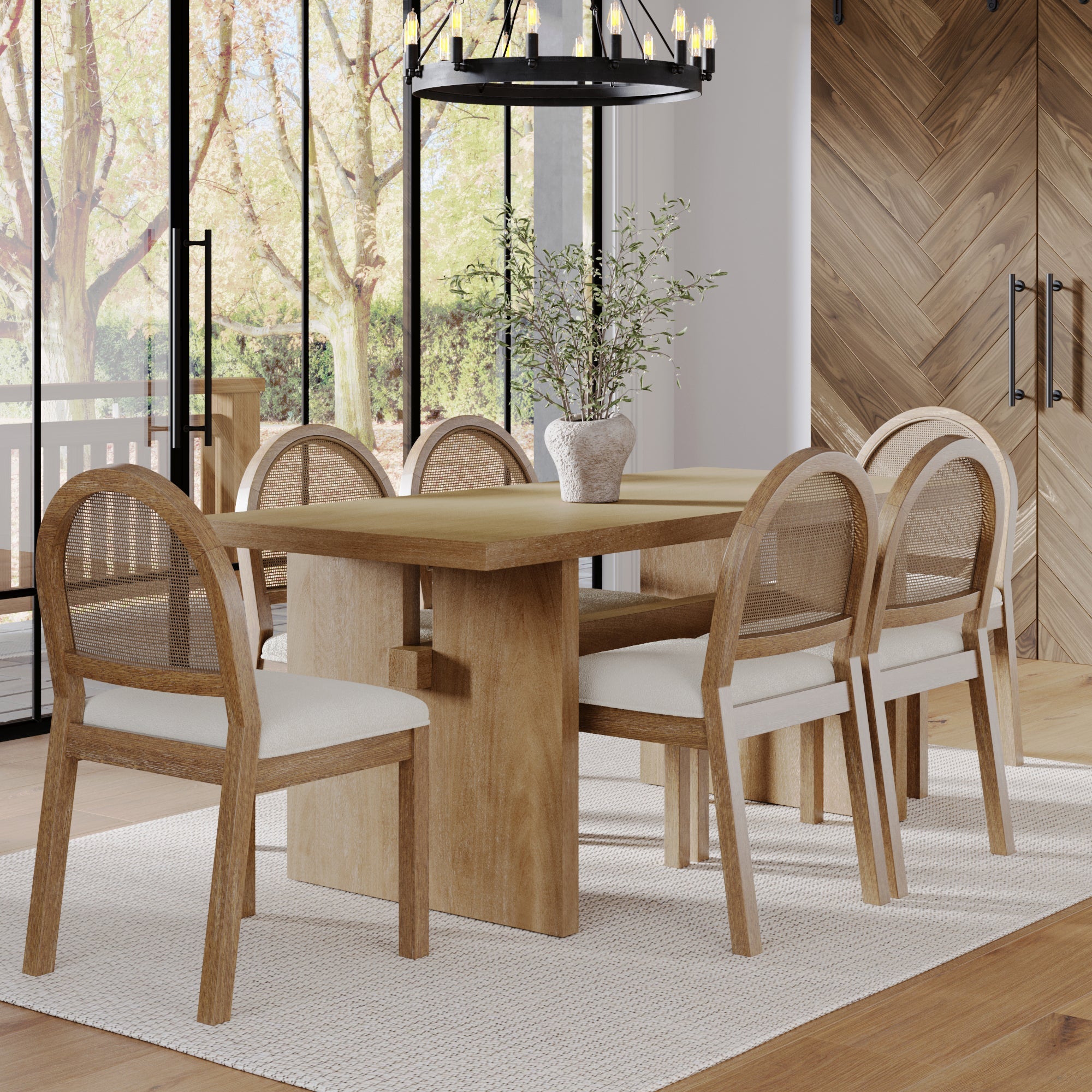 Bohemian Cane Dining Set (6 Chairs)