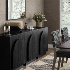 Arched TV Console Credenza Black (Set of 3)